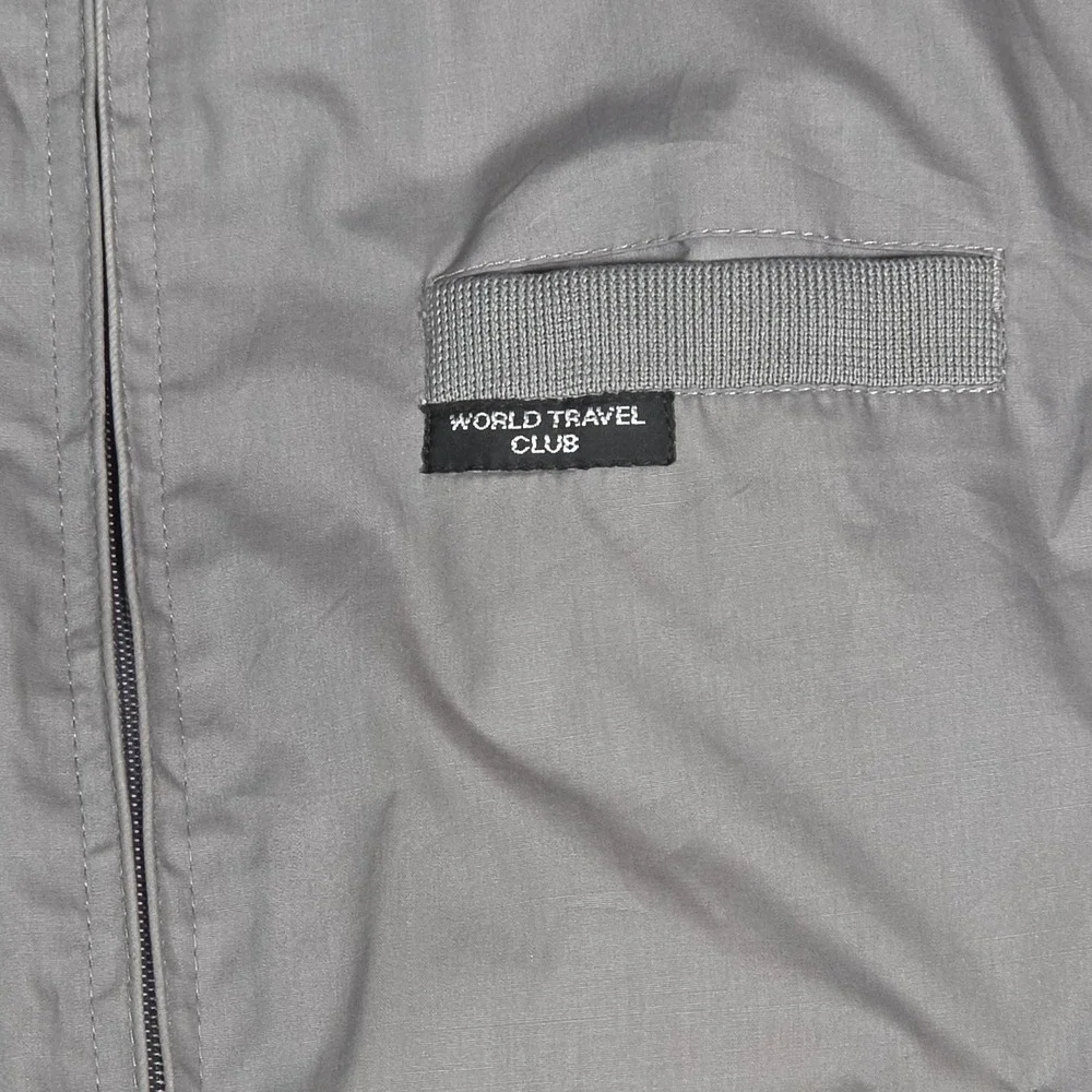 World Travel Club Mens Gray Harrington Jacket Epaulettes Med Made in Hong Kong